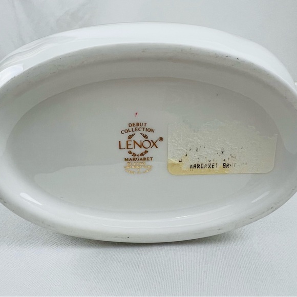NWT!! Lenox Vintage Margaret Print Gravy Boat and Underplate Green White - Picture 4 of 10